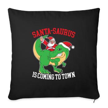 Dinosaur Christmas Tree, Santa Claus, - Sofa pillowcase 17,3'' x 17,3'' (45 x 45 cm) - black - Front