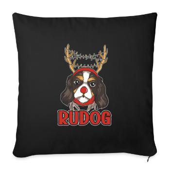 Chien, Temps Des Vacances De Noël, Père Noël, - Housse de coussin décorative 45 x 45 cm - noir - Devant