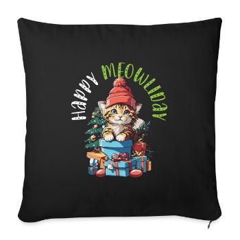 Cat Christmas Holiday Time - Sofa pillowcase 17,3'' x 17,3'' (45 x 45 cm) - black - Front