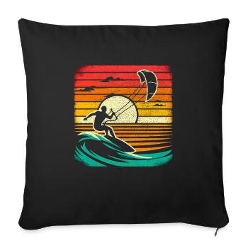 Kitesurfing Kiteboarding Water Sports Kitesurfer - Sofa pillowcase 17,3'' x 17,3'' (45 x 45 cm) - black - Front