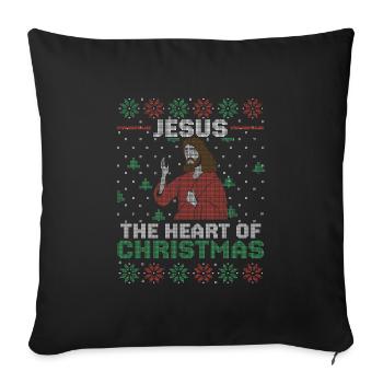 Religieux de Noël de Jésus-Christ - Housse de coussin décorative 45 x 45 cm - noir - Devant