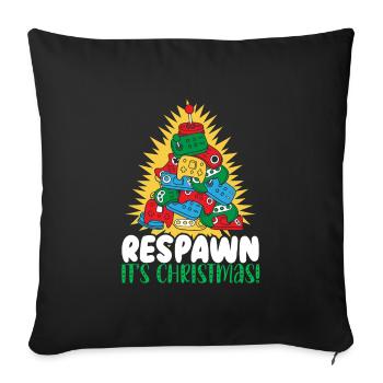 Christmas gamer video game, Santa Claus, - Sofa pillowcase 17,3'' x 17,3'' (45 x 45 cm) - black - Front