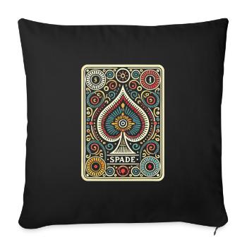 Jeu de cartes de poker amusant - Housse de coussin décorative 45 x 45 cm - noir - Devant