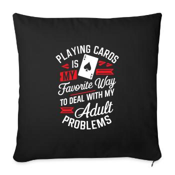 Carte de citation de jeu de poker drôle - Housse de coussin décorative 45 x 45 cm - noir - Devant