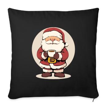 Le Père Noël boit du café - Housse de coussin décorative 45 x 45 cm - noir - Devant