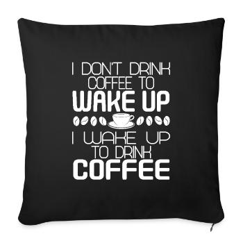 Coffee Saying New - Sofa pillowcase 17,3'' x 17,3'' (45 x 45 cm) - black - Front