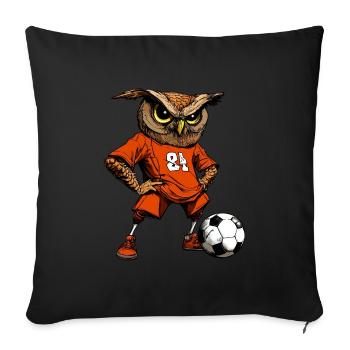 Hibou de football - Housse de coussin décorative 45 x 45 cm - noir - Devant