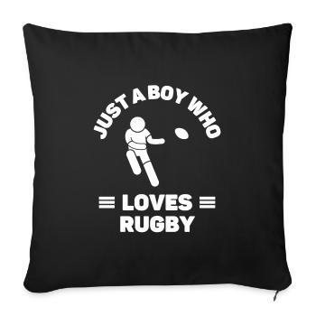 Juste un garçon qui aime le rugby. - Housse de coussin décorative 45 x 45 cm - noir - Devant