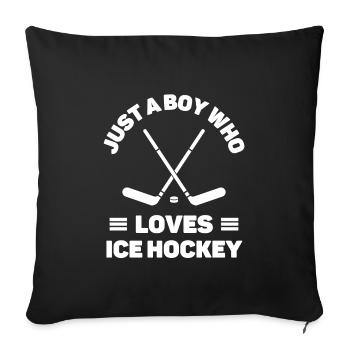 Juste un garçon qui aime le hockey sur glace - Housse de coussin décorative 45 x 45 cm - noir - Devant