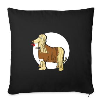 Afghanischer Windhund - Sofakissenbezug 45 x 45 cm - Schwarz - Vorne