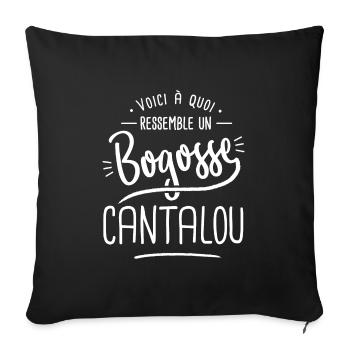 cantalou bogosse Cadeau humour cantal - Housse de coussin décorative 45 x 45 cm - noir - Devant