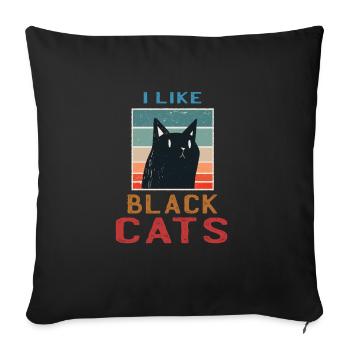 J’aime les chats noirs - Dire avec chat et motif - Housse de coussin décorative 45 x 45 cm - noir - Devant