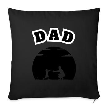 Papa Petite Fille Noir - Housse de coussin décorative 45 x 45 cm - noir - Devant