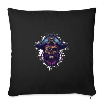 Pirate Skull Captain - Sofa pillowcase 17,3'' x 17,3'' (45 x 45 cm) - black - Front