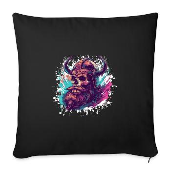 Viking Skull Odin - Sofa pillowcase 17,3'' x 17,3'' (45 x 45 cm) - black - Front