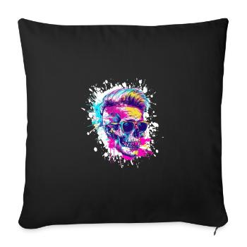 Crâne Party Techno - Housse de coussin décorative 45 x 45 cm - noir - Devant