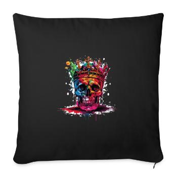 Couronne de crâne de roi - Housse de coussin décorative 45 x 45 cm - noir - Devant