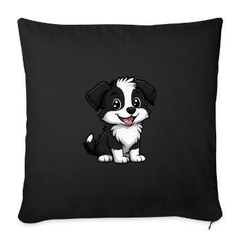 Border Collie Hund Niedlich - Sofakissenbezug 45 x 45 cm - Schwarz - Vorne
