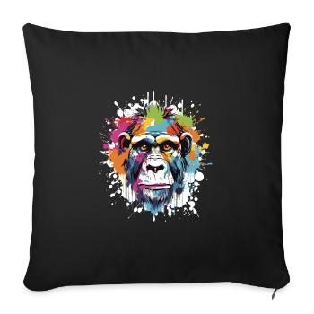 Monkey Animal Pop Art Head - Sofa pillowcase 17,3'' x 17,3'' (45 x 45 cm) - black - Front