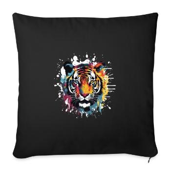 Tiger Animal Pop Art Head - Sofa pillowcase 17,3'' x 17,3'' (45 x 45 cm) - black - Front
