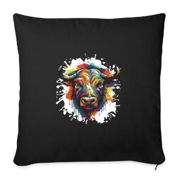 Bulle Tier Pop Art Kopf Taurus - Sofakissenbezug 45 x 45 cm - Schwarz - Vorne