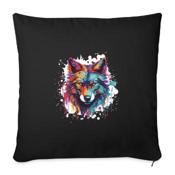 Wolf Animal Pop Art Head - Sofa pillowcase 17,3'' x 17,3'' (45 x 45 cm) - black - Front