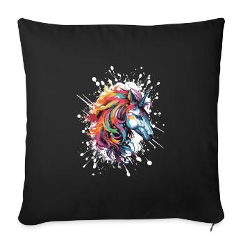 Unicorn Head Portrait - Sofa pillowcase 17,3'' x 17,3'' (45 x 45 cm) - black - Front