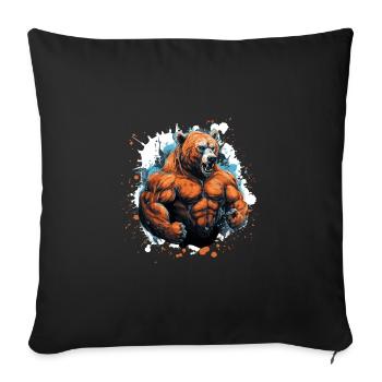 Combattant musculaire de l’ours grizzli - Housse de coussin décorative 45 x 45 cm - noir - Devant