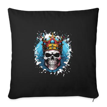 Crâne Roi Couronne Squelette - Housse de coussin décorative 45 x 45 cm - noir - Devant