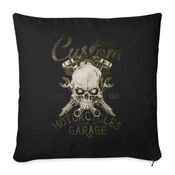 garage de motos sur mesure - Housse de coussin décorative 45 x 45 cm - noir - Devant
