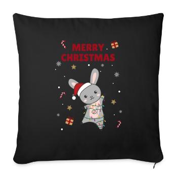 Rabbit Merry Christmas Winter Animals Rabbits - Sofa pillowcase 17,3'' x 17,3'' (45 x 45 cm) - black - Front