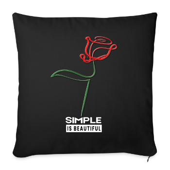 Simple is beautiful. Red rose. - Sofa pillowcase 17,3'' x 17,3'' (45 x 45 cm) - black - Front