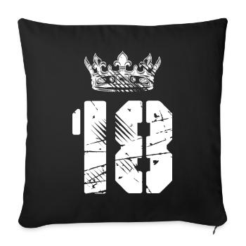18 Zahl Krone - Sofakissenbezug 45 x 45 cm - Schwarz - Vorne