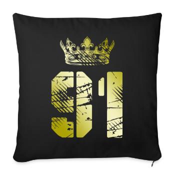 91 Number crown - Sofa pillowcase 17,3'' x 17,3'' (45 x 45 cm) - black - Front