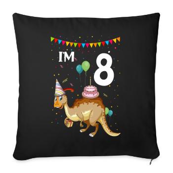 Professeur de paléontologie et motif parasaurolophus - Housse de coussin décorative 45 x 45 cm - noir - Devant