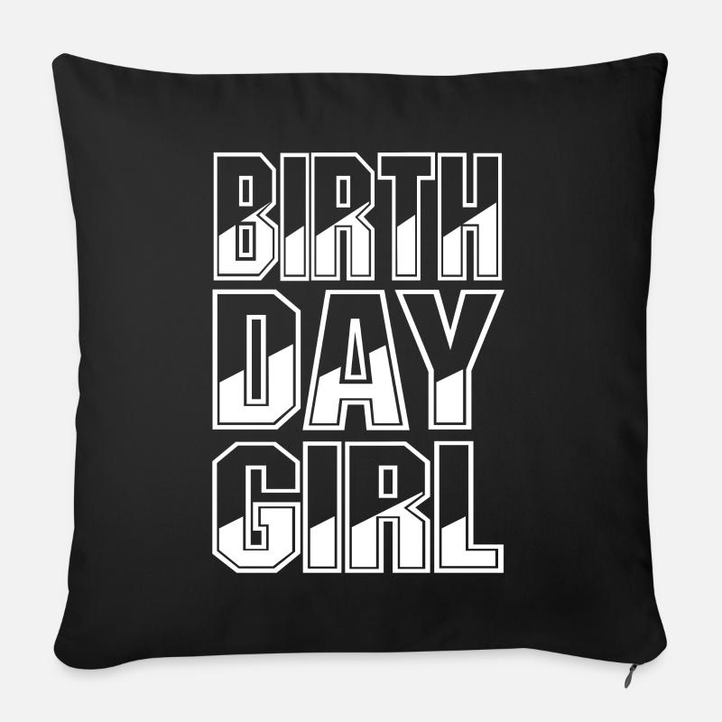 Fille d’anniversaire - Housse de coussin décorative 45 x 45 cm - noir