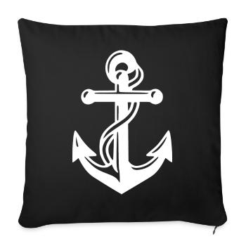 Ancre de navire en blanc avec corde Sea Lake Ocean - Housse de coussin décorative 45 x 45 cm - noir - Devant