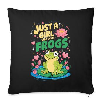 Juste une fille qui aime les grenouilles - Housse de coussin décorative 45 x 45 cm - noir - Devant