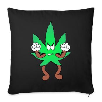 Der Bloom - Grumpy Bloom Weed Cannabis Marihuana - Sofakissenbezug 45 x 45 cm - Schwarz - Vorne