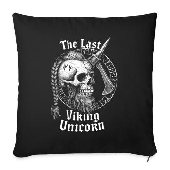 La dernière licorne viking – Crâne, hache et runes - Housse de coussin décorative 45 x 45 cm - noir - Devant