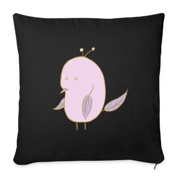 Leaves bird - Sofa pillowcase 17,3'' x 17,3'' (45 x 45 cm) - black - Front