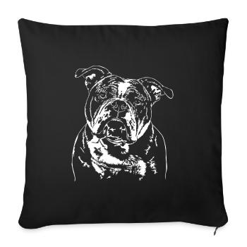 OLD ENGLISH BULLDOG OEB Hundeportrait Wilsigns - Sofakissenbezug 45 x 45 cm - Schwarz - Vorne