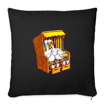 Swans in a beach chair - Sofa pillowcase 17,3'' x 17,3'' (45 x 45 cm) - black - Front