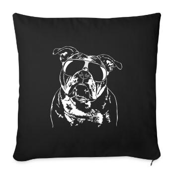 OLD ENGLISH BULLDOG cool Sonnenbrille Wilsigns OEB - Sofakissenbezug 45 x 45 cm - Schwarz - Vorne