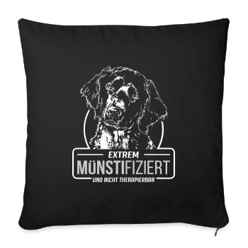 MÜNSTIFIZIERT Grosser Münsterländer Hunde Wilsigns - Sofakissenbezug 45 x 45 cm - Schwarz - Vorne