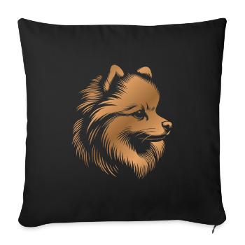 Pomeranian, Pomeranian, Dog Head Drawing bronze - Sofa pillowcase 17,3'' x 17,3'' (45 x 45 cm) - black - Front