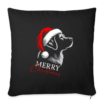 Labrador Retriever Joyeux Noël, Tête De Chien - Housse de coussin décorative 45 x 45 cm - noir - Devant