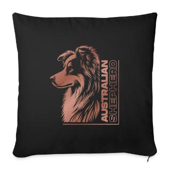 Australian Shepherd Portrait | Aussiekopf rosegold - Sofakissenbezug 45 x 45 cm - Schwarz - Vorne