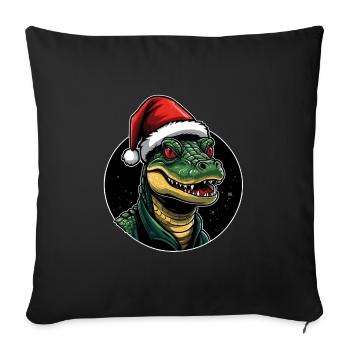 Funny alligator with Santa hat in circle - Sofa pillowcase 17,3'' x 17,3'' (45 x 45 cm) - black - Front