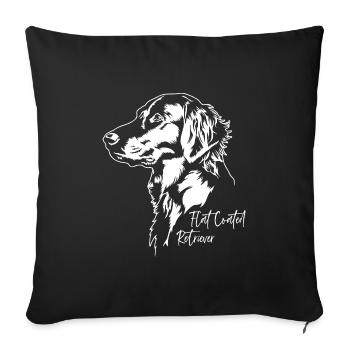 Retriever à poil plat Portrait chien Chien Wilsigns - Housse de coussin décorative 45 x 45 cm - noir - Devant